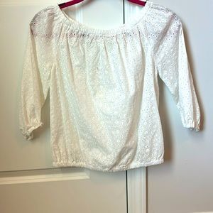 White Eyelet Mid Sleeve Blouse